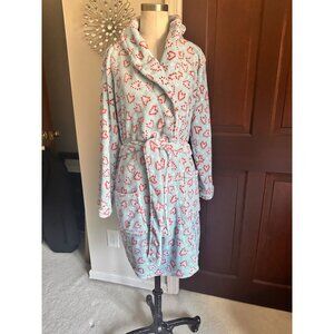 NYC Underground Super Soft Robe OS Womens Long Sleeve Green Blue Candy Cane